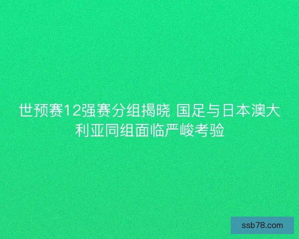 世预赛12强赛分组揭晓 国足与日本澳大利亚同组面临严峻考验