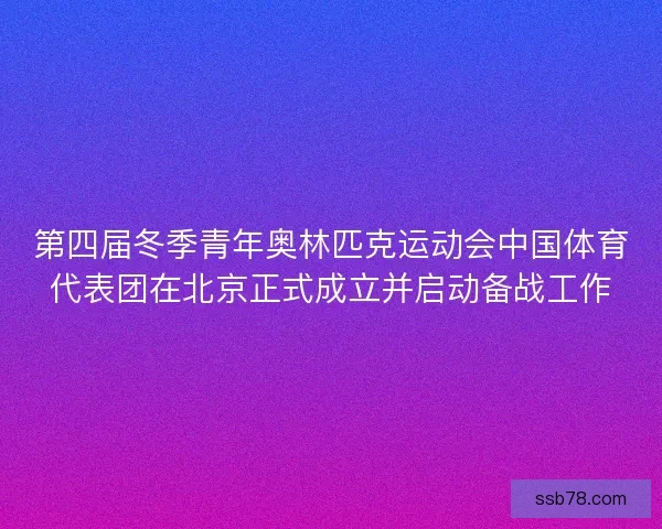 第四届冬季青年奥林匹克运动会中国体育代表团在北京正式成立并启动备战工作